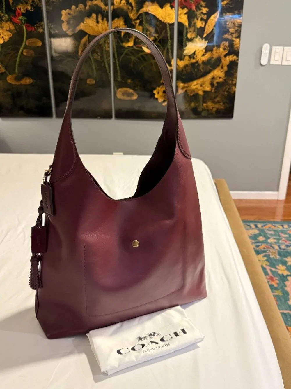 LIKE NEW - Coach Merlot Brooklyn 39 Shoulder Bag w/ charm